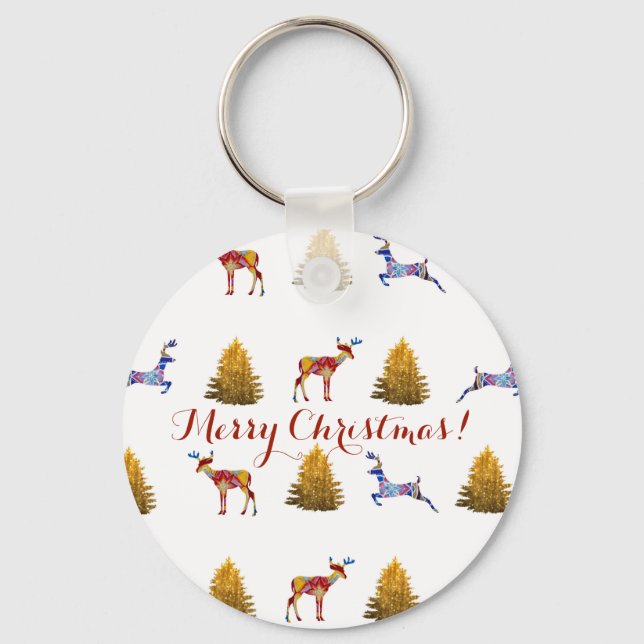 Festive  Christmas Button Key Ring (Front)