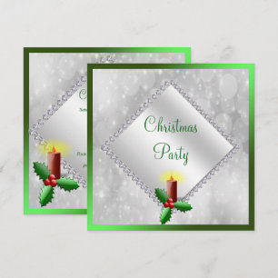 Festive Christmas Candle & Diamonds Invitation