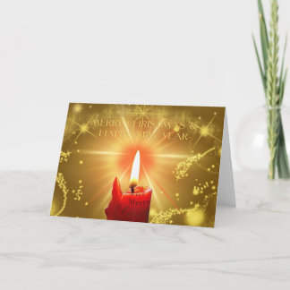 Festive Christmas candlelight Holiday Card