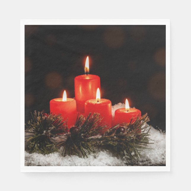 Festive Christmas Candles Napkin (Front)