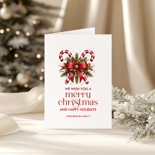 Festive Christmas Candy Cane Personalizable Photo Card