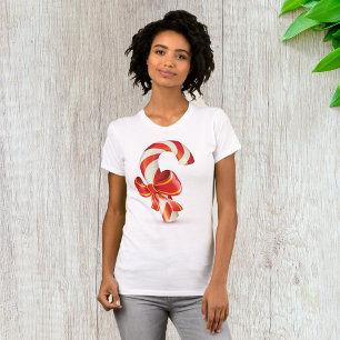 Festive Christmas Candy Cane with Red Ribbon T-Shirt