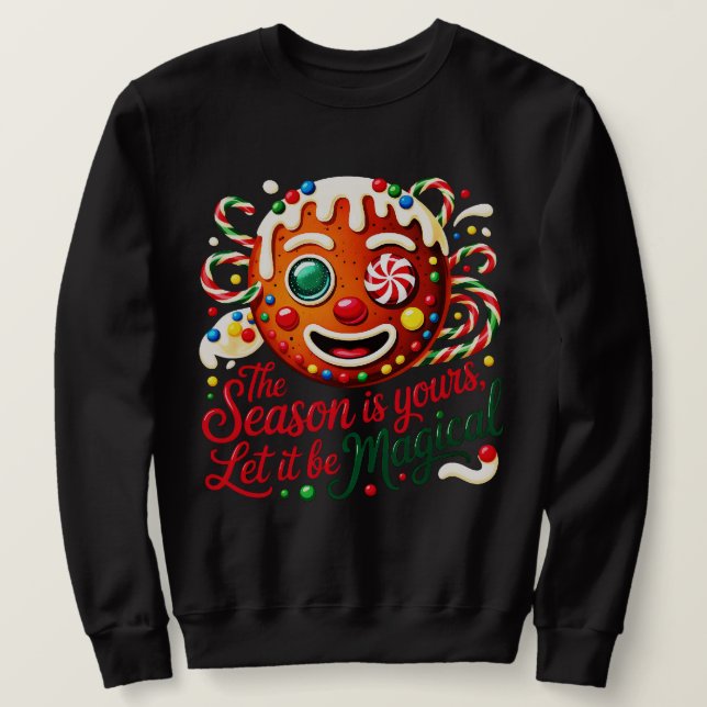 Festive Christmas Candy Crewneck Gift Sweatshirt (Design Front)