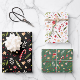 Festive Christmas Candy Pattern  Coordinated Wrapping Paper Sheet