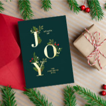 Festive Christmas Card with Holly Leaves 