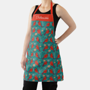 Festive Christmas Cardinal Birds  Apron