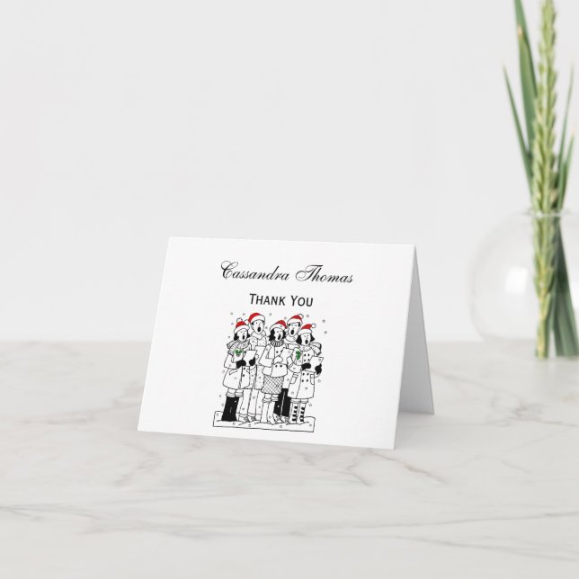 Festive Christmas Carolers with Snow Xmas Holiday Card (Front)