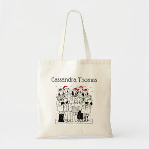 Festive Christmas Carolers with Snow Xmas Tote Bag
