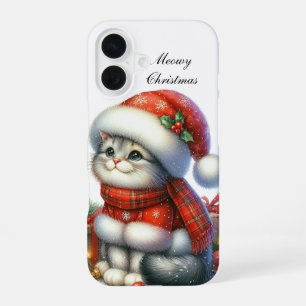 Festive Christmas Cat customisable iPhone 16 Case