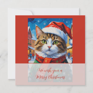 Festive Christmas Cat in Santa Hat Save The Date