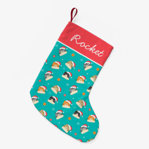 Festive Christmas Cats Pattern Personalised Small Christmas Stocking