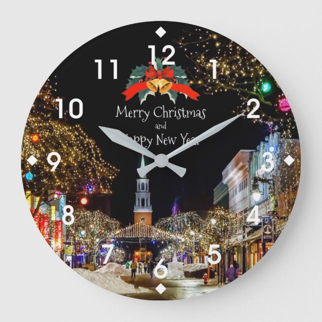 Festive Christmas Celebration Large Clock (Front)