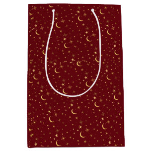 Festive Christmas Celestial Moon & Stars Medium Gift Bag