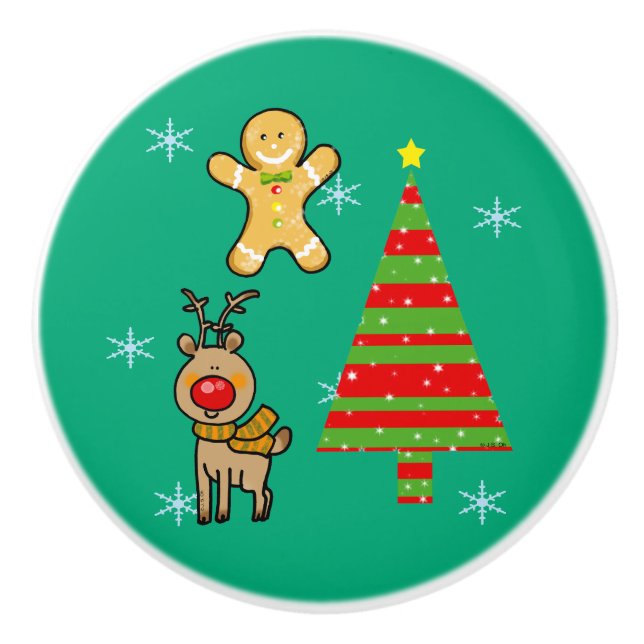 festive Christmas Ceramic Knob (Front)