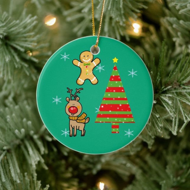 festive Christmas Ceramic Ornament (Tree)