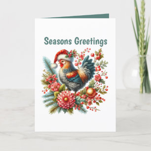 Festive Christmas chicken customisable Holiday Card