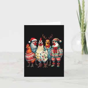 Festive Christmas Chickens Hat Lights Farm Animal Card