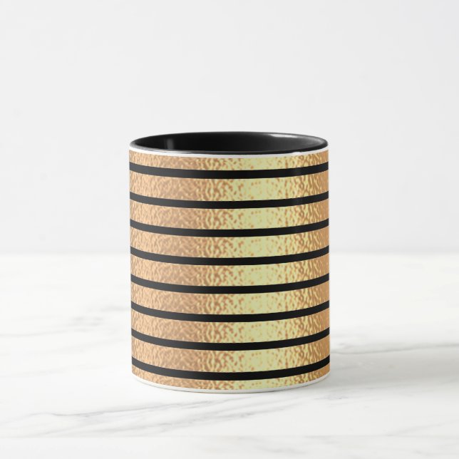 festive Christmas classy black and golden stripes  Mug (Center)