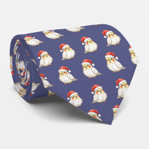 Festive Christmas Cockatiel Wearing Santa Hat Tie