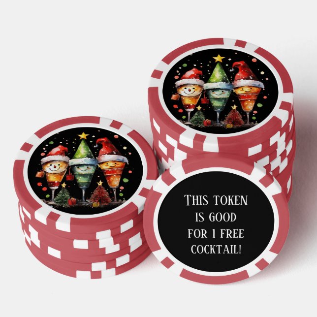 Festive Christmas cocktail free drink Poker Chips (Stack)