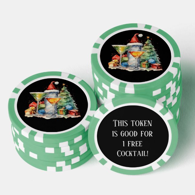 Festive Christmas cocktail free drink Poker Chips (Stack)
