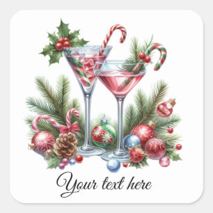 Festive Christmas cocktails add text  Square Sticker