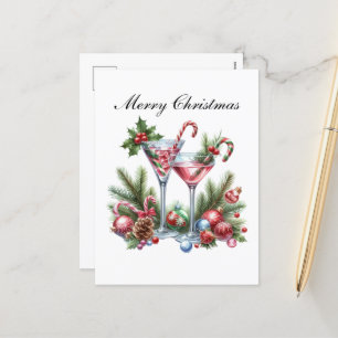 Festive Christmas cocktails Holiday Postcard