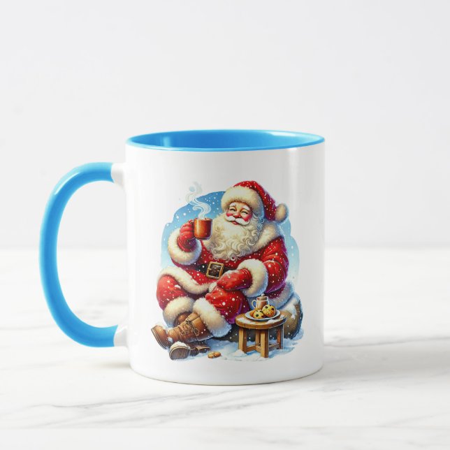Festive Christmas Cocoa Santa add monogram Mug (Left)