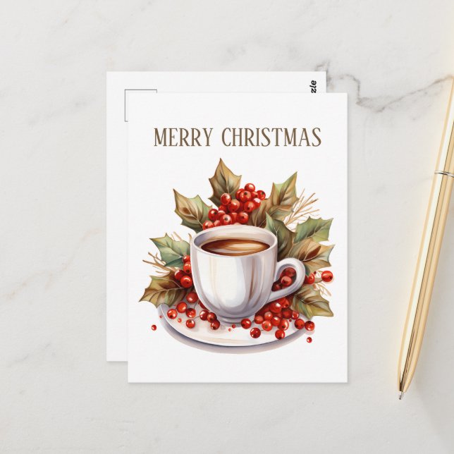 festive Christmas coffee add text Postcard (Front/Back In Situ)
