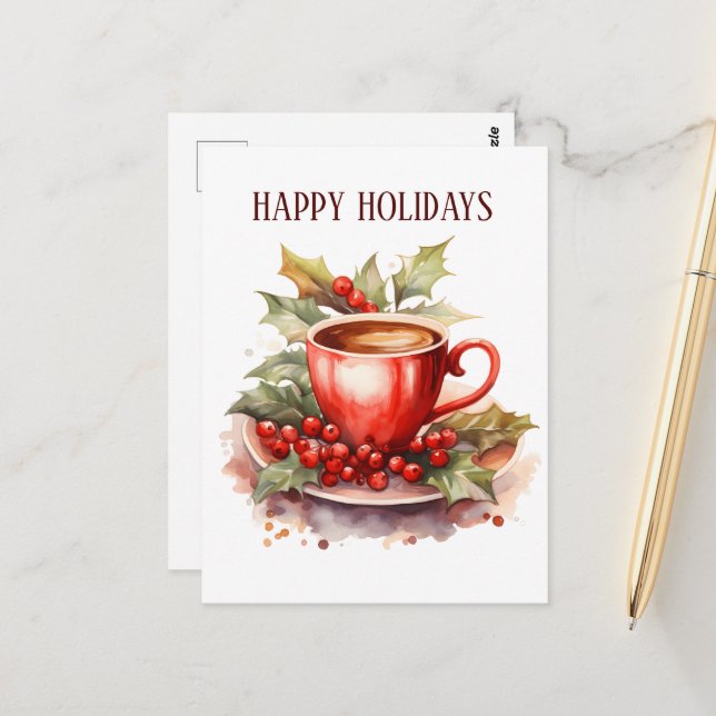 festive Christmas coffee add text Postcard  (Front/Back In Situ)