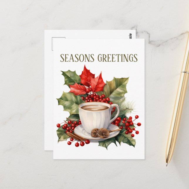 festive Christmas coffee add text  Postcard (Front/Back In Situ)