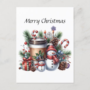 Festive Christmas coffee customisable Holiday Postcard