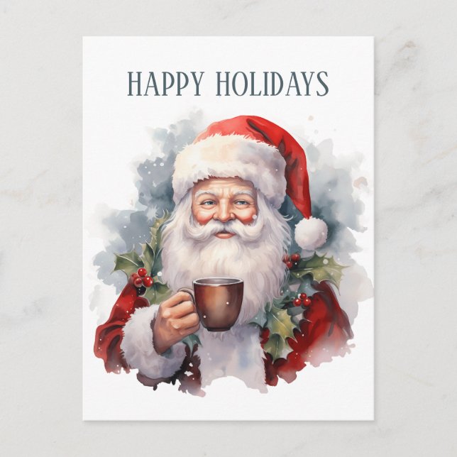 festive Christmas coffee Santa add text  Postcard (Front)