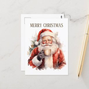 festive Christmas coffee Santa add text  Postcard