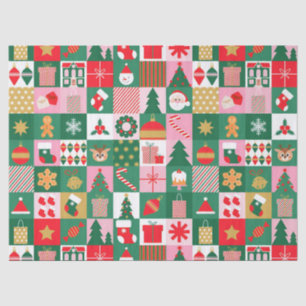 Festive Christmas Collage Of Gifts, Trees, Ornamen Tissue Paper