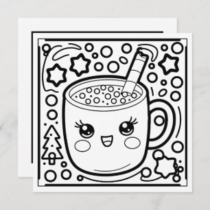 Festive Christmas coloring cocoa Holiday Card
