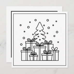 Festive Christmas coloring tree Holiday Card