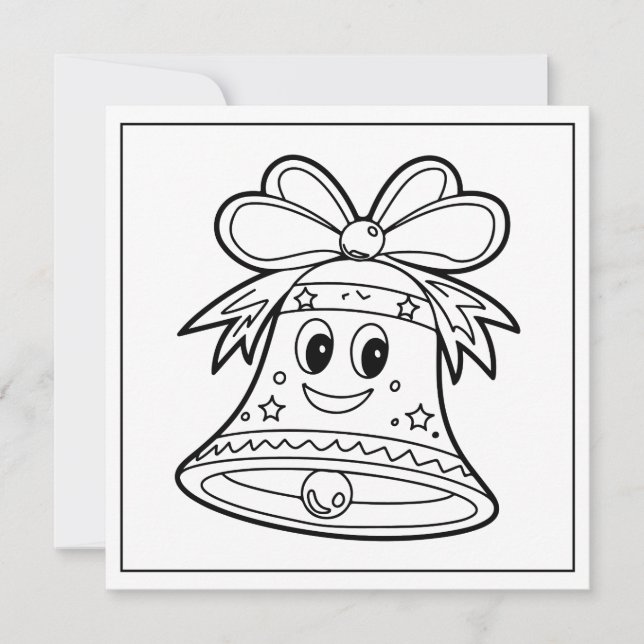 Festive Christmas colouring bell Holiday Card (Front)