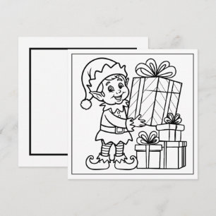 Festive Christmas colouring elf Holiday Card