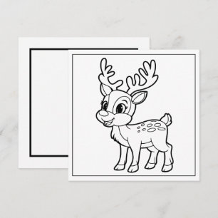 Festive Christmas colouring reindeer Holiday Card