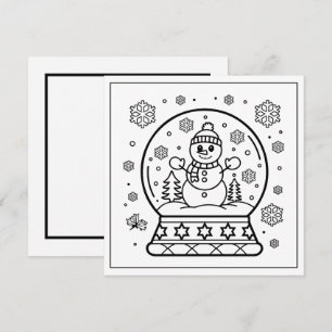 Festive Christmas colouring snowman snow globe Holiday Card