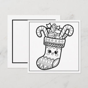 Festive Christmas colouring stocking  Holiday Card