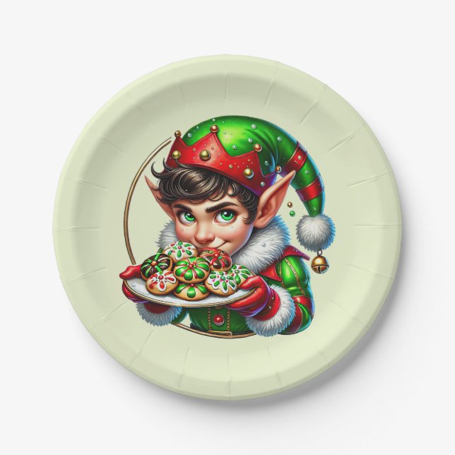 Festive Christmas cookie baking party  Paper Plate (Front)