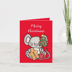 festive Christmas cookie mouse add sentiment Holiday Card