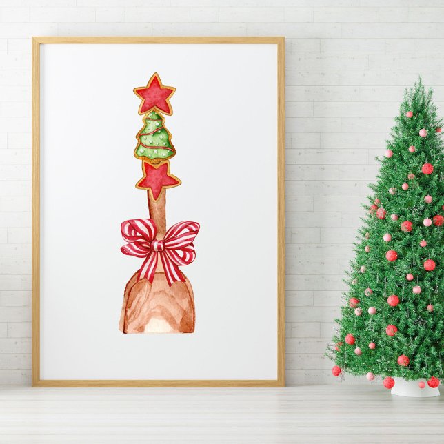 Festive Christmas Cookie Tree with Red Bow Art Poster (Creator Uploaded)