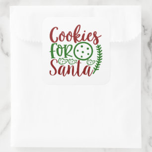Festive Christmas cookies for Santa word art Square Sticker