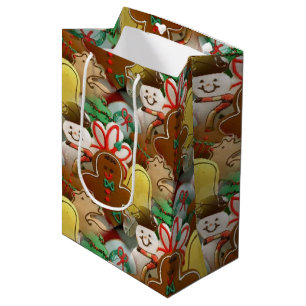 Festive Christmas Cookies Pattern Medium Gift Bag
