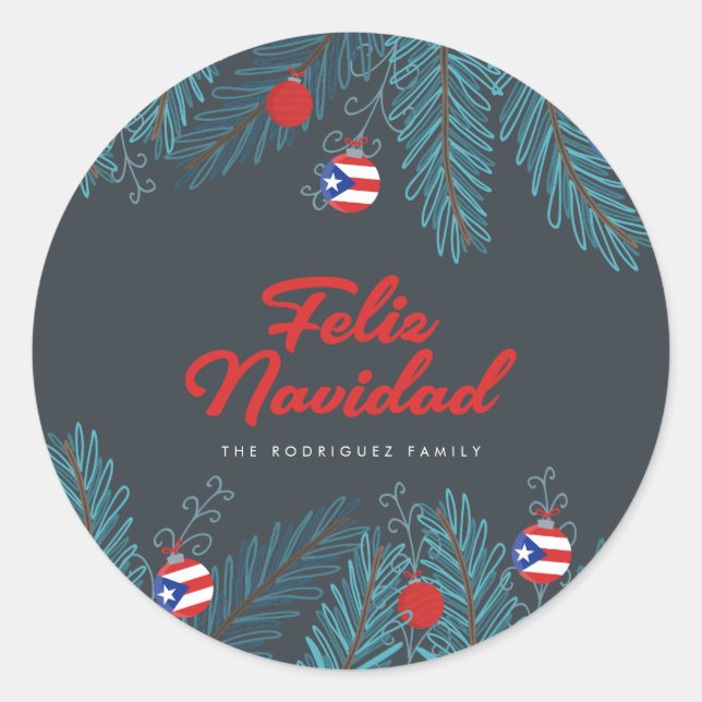 Festive Christmas Coquito Puerto Rican  Classic Round Sticker (Front)