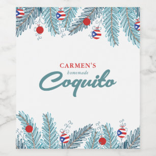 Festive Christmas Coquito Wine Label
