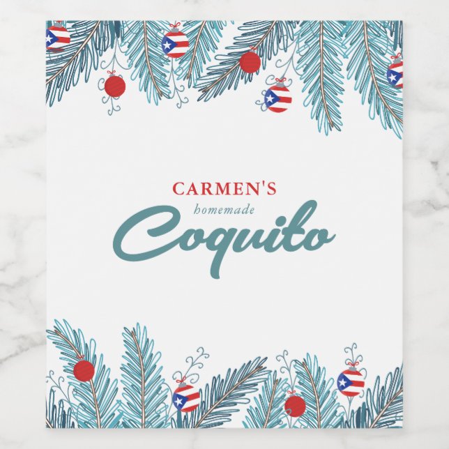 Festive Christmas Coquito  Wine Label (Single Label)